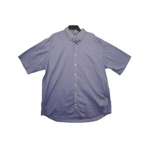 Duluth Trading Co Short Sleeve Button Down Shirt Blue Chambray 2XLT Cotton